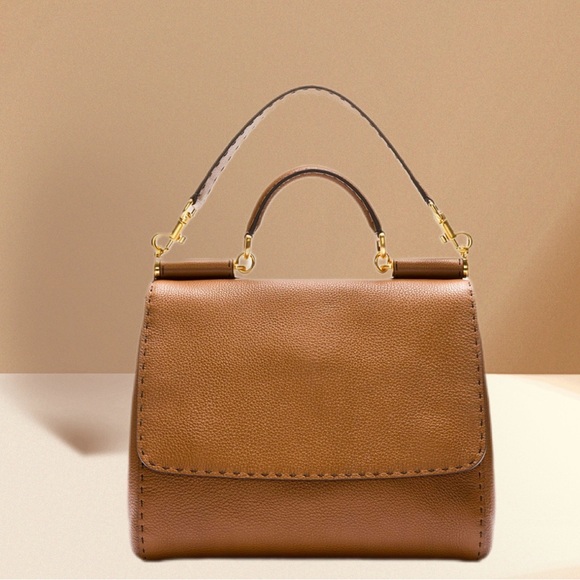 Dolce & Gabbana Miss Sicily Tan Leather Bag medium size - Picture 1 of 16